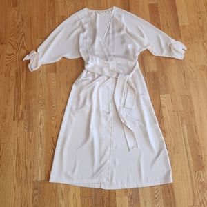 Vintage Victoria's Secret Gold Label Full Length Satin Robe in Cream